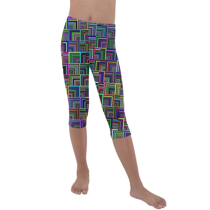 Wallpaper-background-colorful Kids  Lightweight Velour Capri Leggings 