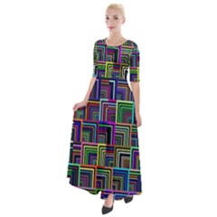 Wallpaper-background-colorful Half Sleeves Maxi Dress by Bedest