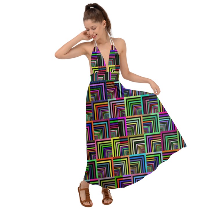 Wallpaper-background-colorful Backless Maxi Beach Dress