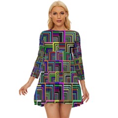 Wallpaper-background-colorful Long Sleeve Babydoll Dress by Bedest