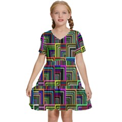 Wallpaper-background-colorful Kids  Short Sleeve Tiered Mini Dress by Bedest