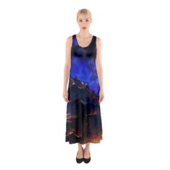 Landscape-sci-fi-alien-world Sleeveless Maxi Dress by Bedest