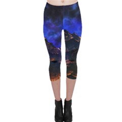 Landscape-sci-fi-alien-world Capri Leggings  by Bedest