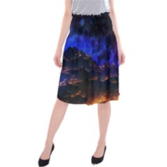 Landscape-sci-fi-alien-world Midi Beach Skirt by Bedest