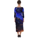 Landscape-sci-fi-alien-world Quarter Sleeve Midi Bodycon Dress View2