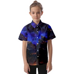 Landscape-sci-fi-alien-world Kids  Short Sleeve Shirt by Bedest