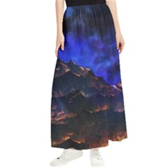 Landscape-sci-fi-alien-world Maxi Chiffon Skirt by Bedest