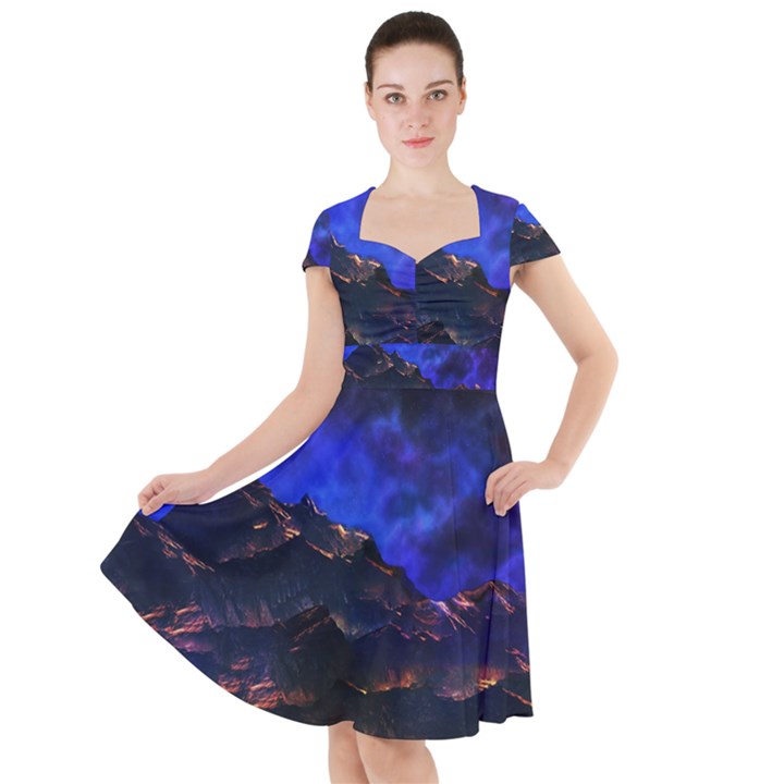 Landscape-sci-fi-alien-world Cap Sleeve Midi Dress