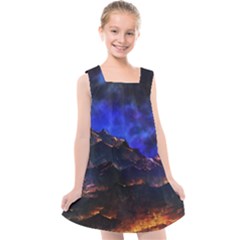 Landscape-sci-fi-alien-world Kids  Cross Back Dress by Bedest