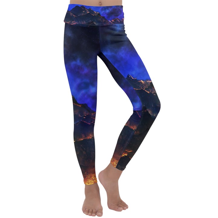 Landscape-sci-fi-alien-world Kids  Lightweight Velour Classic Yoga Leggings