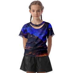 Landscape-sci-fi-alien-world Kids  Front Cut T-shirt by Bedest