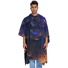 Landscape-sci-fi-alien-world Men s Hooded Rain Ponchos by Bedest