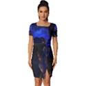 Landscape-sci-fi-alien-world Fitted Knot Split End Bodycon Dress View1