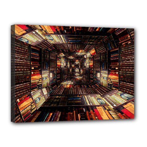 Library-tunnel-books-stacks Canvas 16  X 12  (stretched) by Bedest