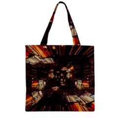 Library-tunnel-books-stacks Zipper Grocery Tote Bag by Bedest