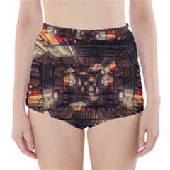 Library-tunnel-books-stacks High-waisted Bikini Bottoms by Bedest