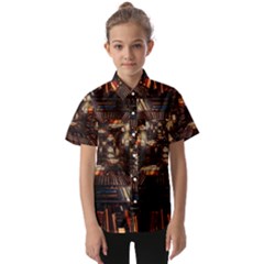 Library-tunnel-books-stacks Kids  Short Sleeve Shirt by Bedest