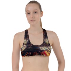 Library-tunnel-books-stacks Criss Cross Racerback Sports Bra by Bedest