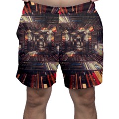 Library-tunnel-books-stacks Men s Shorts by Bedest