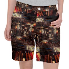 Library-tunnel-books-stacks Women s Pocket Shorts by Bedest