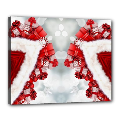 Christmas-background-tile-gifts Canvas 20  X 16  (stretched) by Bedest