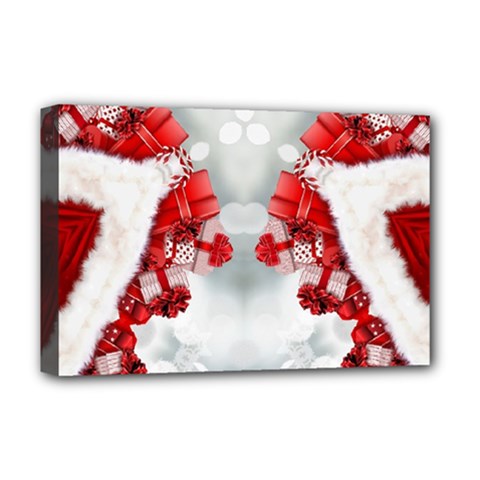 Christmas-background-tile-gifts Deluxe Canvas 18  X 12  (stretched) by Bedest