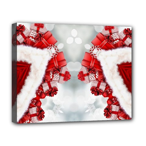 Christmas-background-tile-gifts Deluxe Canvas 20  X 16  (stretched) by Bedest