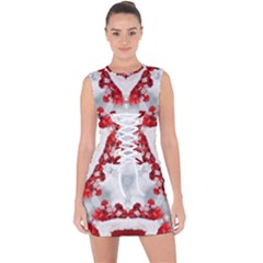 Christmas-background-tile-gifts Lace Up Front Bodycon Dress by Bedest