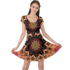 Abstract-kaleidoscope-design Cap Sleeve Dress