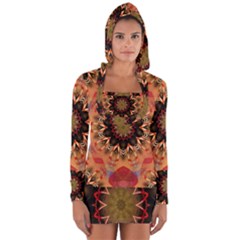 Abstract-kaleidoscope-design Long Sleeve Hooded T-shirt by Bedest