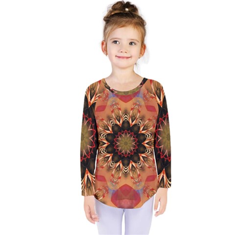 Abstract-kaleidoscope-design Kids  Long Sleeve T-shirt by Bedest