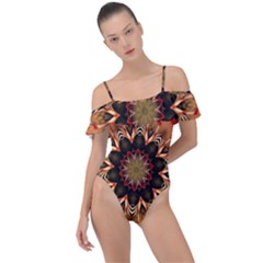 Abstract-kaleidoscope-design Frill Detail One Piece Swimsuit by Bedest