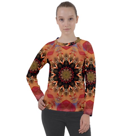 Abstract-kaleidoscope-design Women s Long Sleeve Raglan T-shirt by Bedest