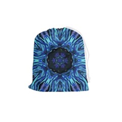 Background-blue-flower Drawstring Pouch (medium)