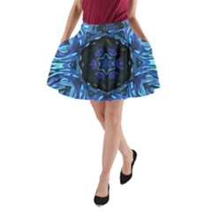 Background-blue-flower A-line Pocket Skirt by Bedest