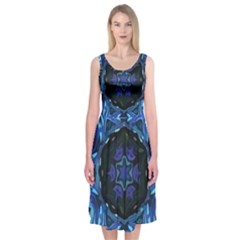 Background-blue-flower Midi Sleeveless Dress by Bedest