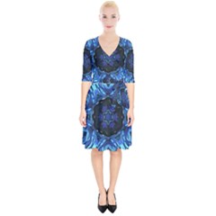 Background-blue-flower Wrap Up Cocktail Dress by Bedest