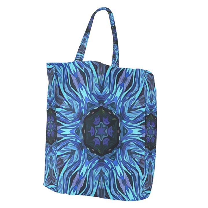 Background-blue-flower Giant Grocery Tote