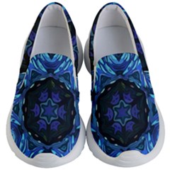 Background-blue-flower Kids Lightweight Slip Ons by Bedest