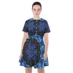 Background-blue-flower Sailor Dress by Bedest