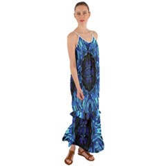 Background-blue-flower Cami Maxi Ruffle Chiffon Dress by Bedest