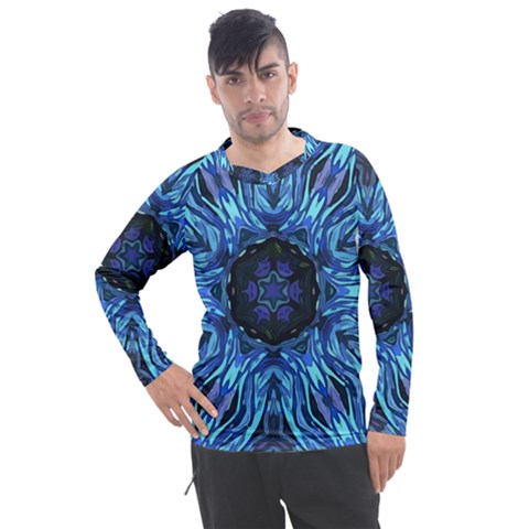 Background-blue-flower Men s Pique Long Sleeve T-shirt by Bedest