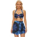 Background-blue-flower Vintage Style Bikini Top and Skirt Set  View1