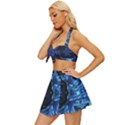 Background-blue-flower Vintage Style Bikini Top and Skirt Set  View2