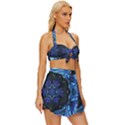 Background-blue-flower Vintage Style Bikini Top and Skirt Set  View3