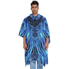 Background-blue-flower Men s Hooded Rain Ponchos