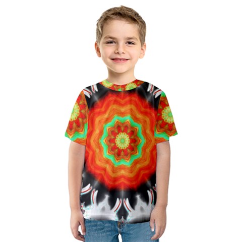 Abstract-kaleidoscope-colored Kids  Sport Mesh T-shirt by Bedest