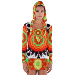 Abstract-kaleidoscope-colored Long Sleeve Hooded T-shirt by Bedest