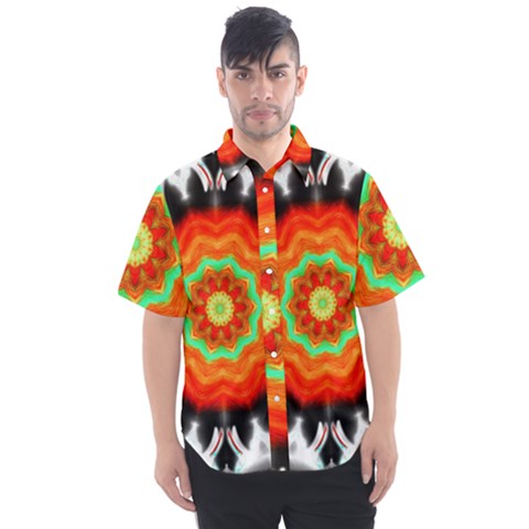 Abstract-kaleidoscope-colored Men s Short Sleeve Shirt by Bedest