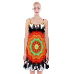 Abstract-kaleidoscope-colored Spaghetti Strap Velvet Dress